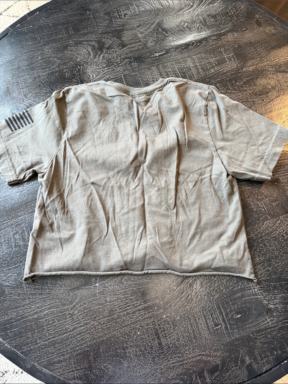 LASTSET Graphic Crop T-Shirt - Olive with Black Print - Picture 2 of 2